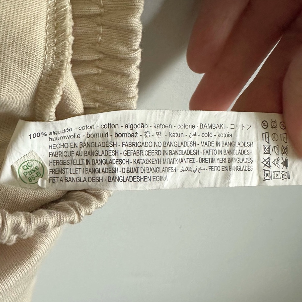 Zara Beige Joggers, Elastic Waist 100% Cotton Pants with Pockets Size XL - Picture 9 of 9